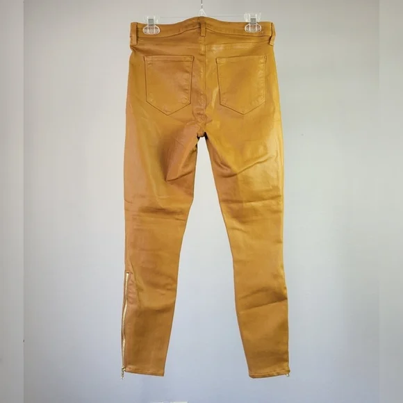 L'AGENCE // sabine zip skinny high rise ankle zipper dark khaki coated jeans - Picture 6 of 16